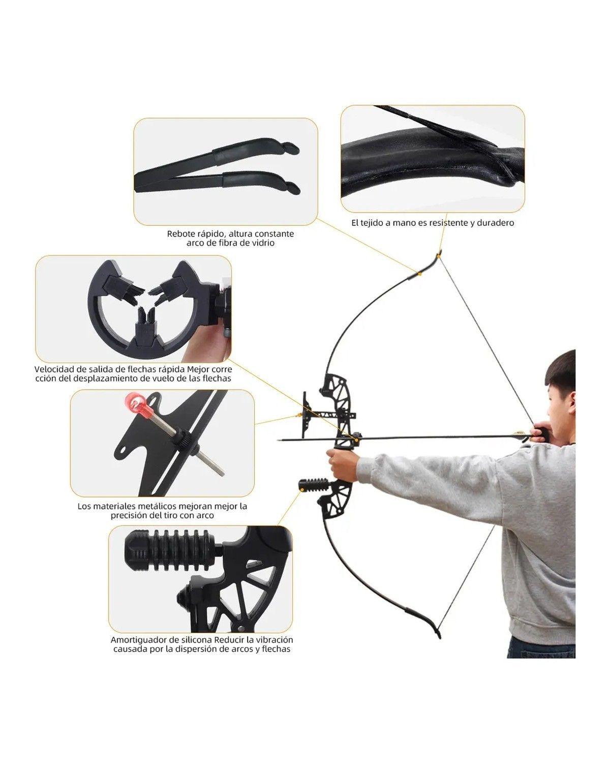 Arco Recurvo Deportivo Para Adultos Con Set Accesorios Negro Ambidiestro-2