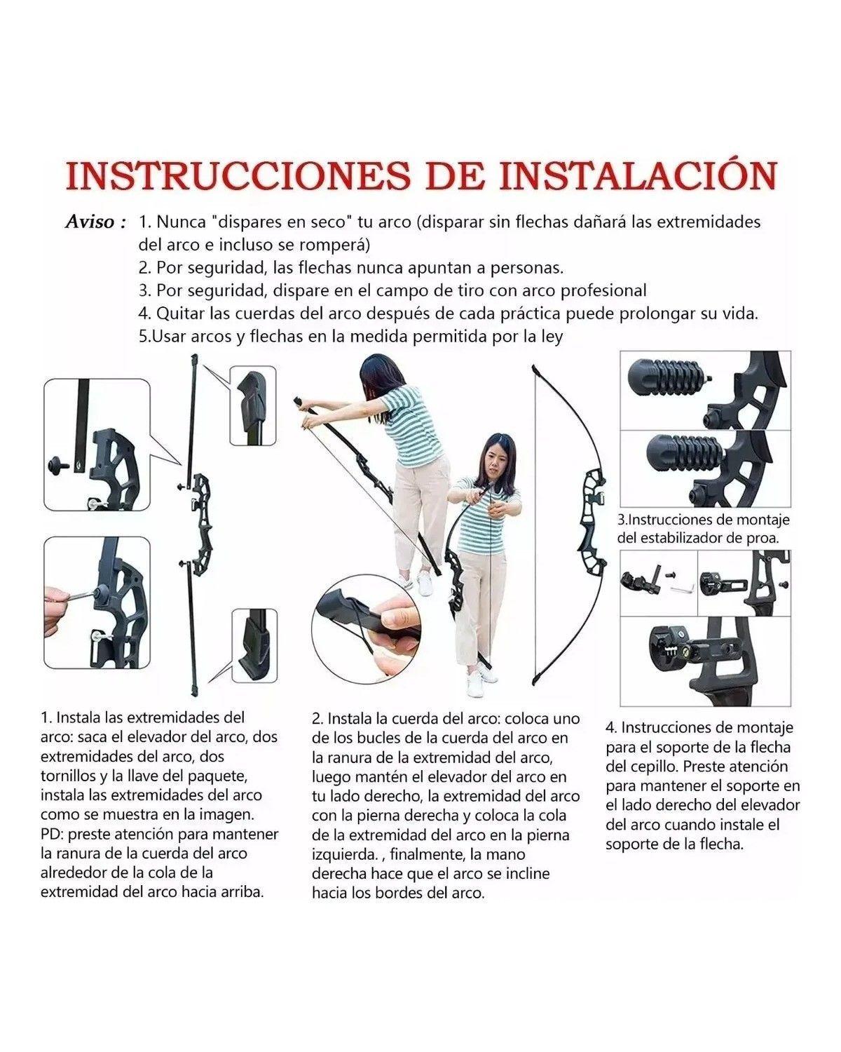 Arco Recurvo Deportivo Para Adultos Con Set Accesorios Negro Ambidiestro-1
