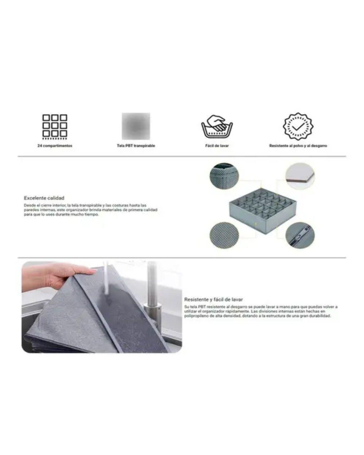 Organizador De Calcetines Y Ropa Interior Multiuso Color Gris-1