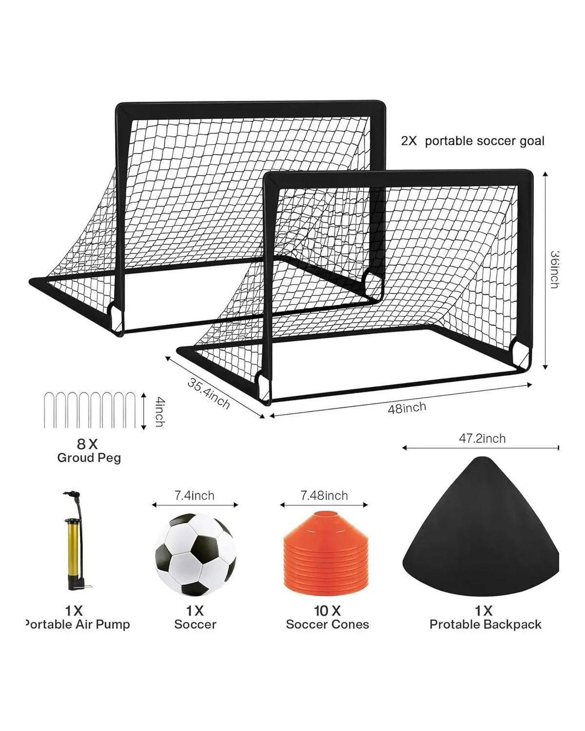 2 juego De Porterías De Fútbol Portátil Para Niños + accesorios-1