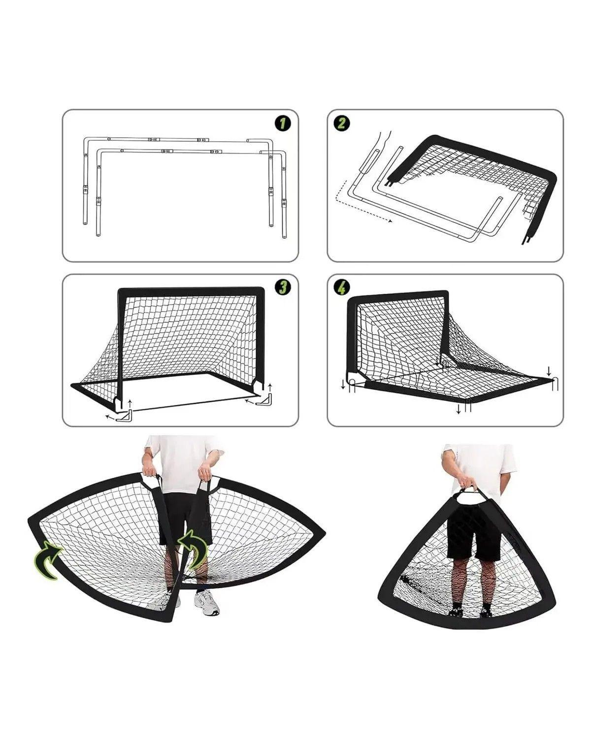 2 juego De Porterías De Fútbol Portátil Para Niños + accesorios-3