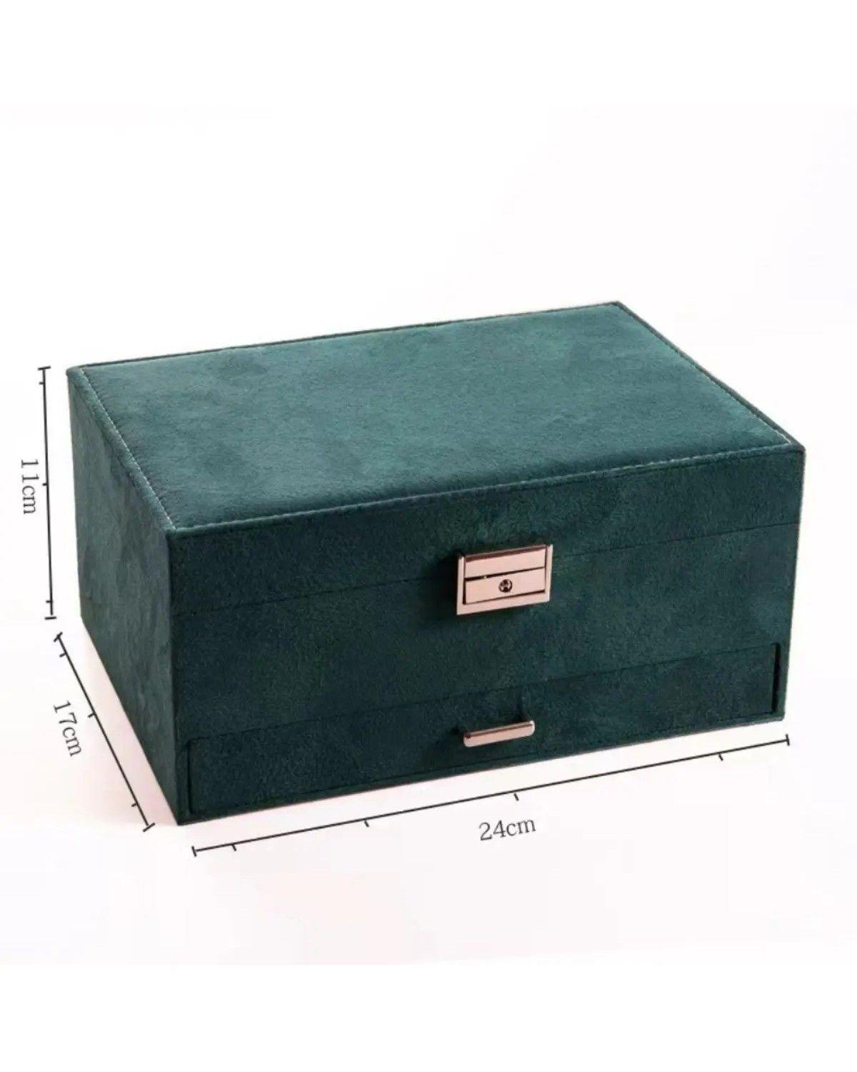 Maletin Joyero 3 Niveles Organizador De Joyas Verde-3
