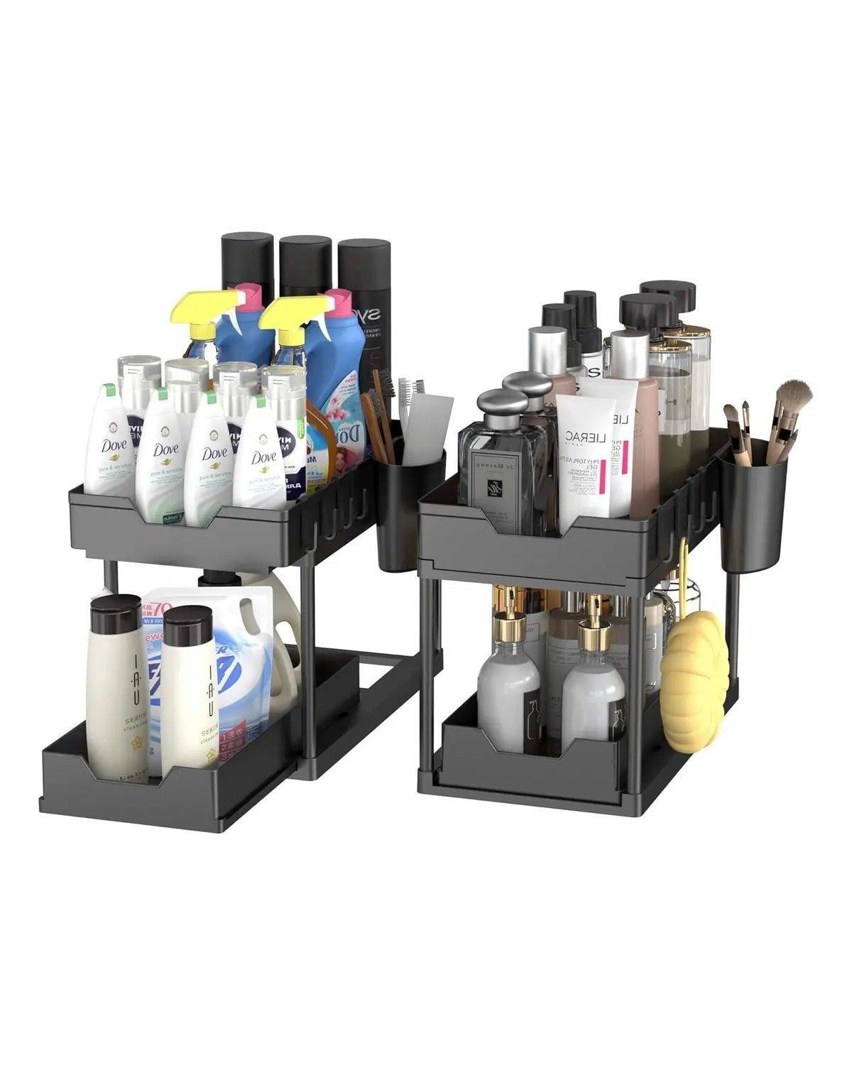 Organizador De Cocina Estante De Almacenamiento De 2 Niveles Color Negro-3