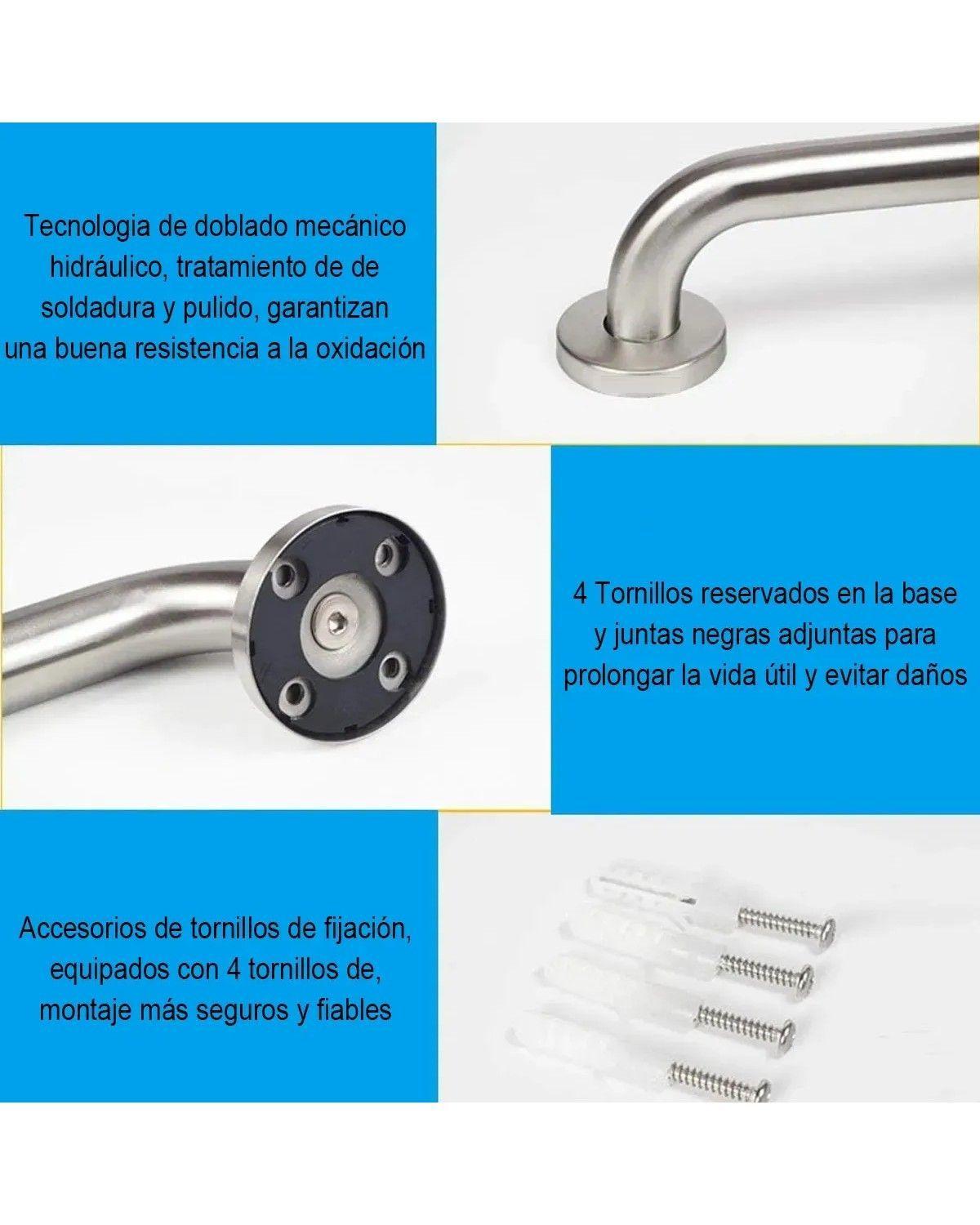 Barra De Muro Piso Para Discapacitados Acero Inoxidable Plata-3