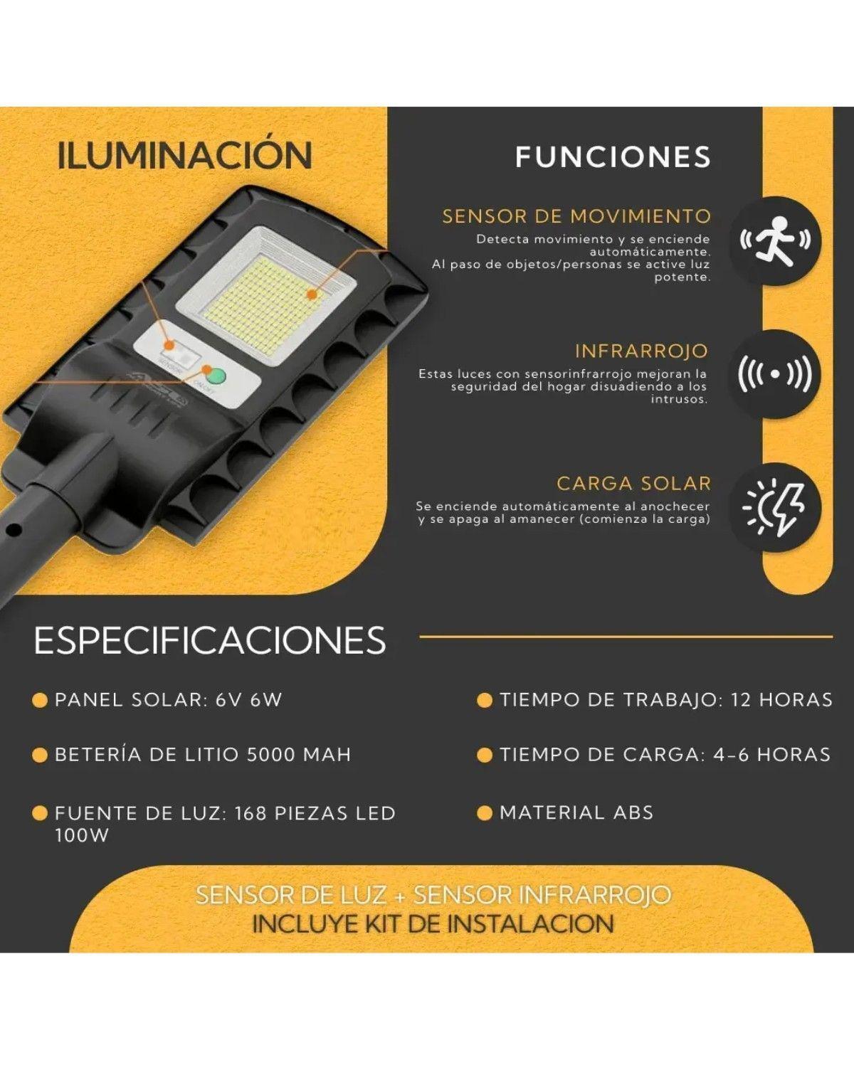 Pack de 2 Lámparas Solares para Jardín y Exterior con Sensor de Movimiento LED 100W-3