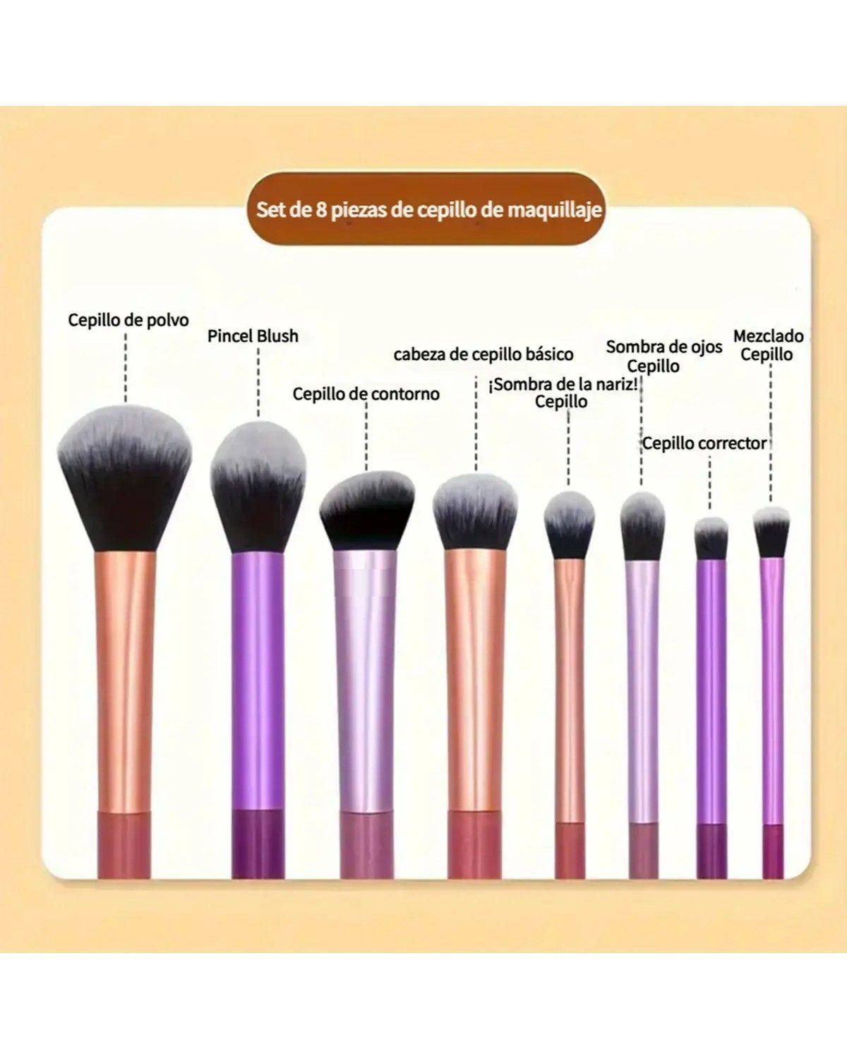 11pzs Brochas De Maquillaje Base Profesional Kit Con Esponja-3