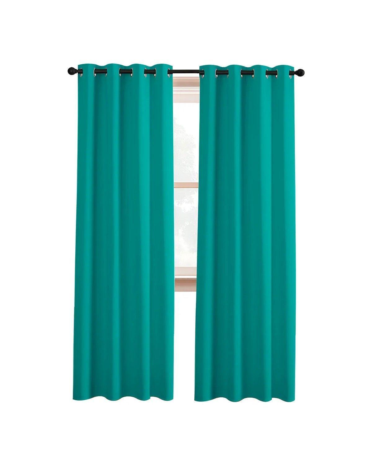 Cortina Semi Blackout Un Paño 140x220cm Aislante Color Turquesa-0