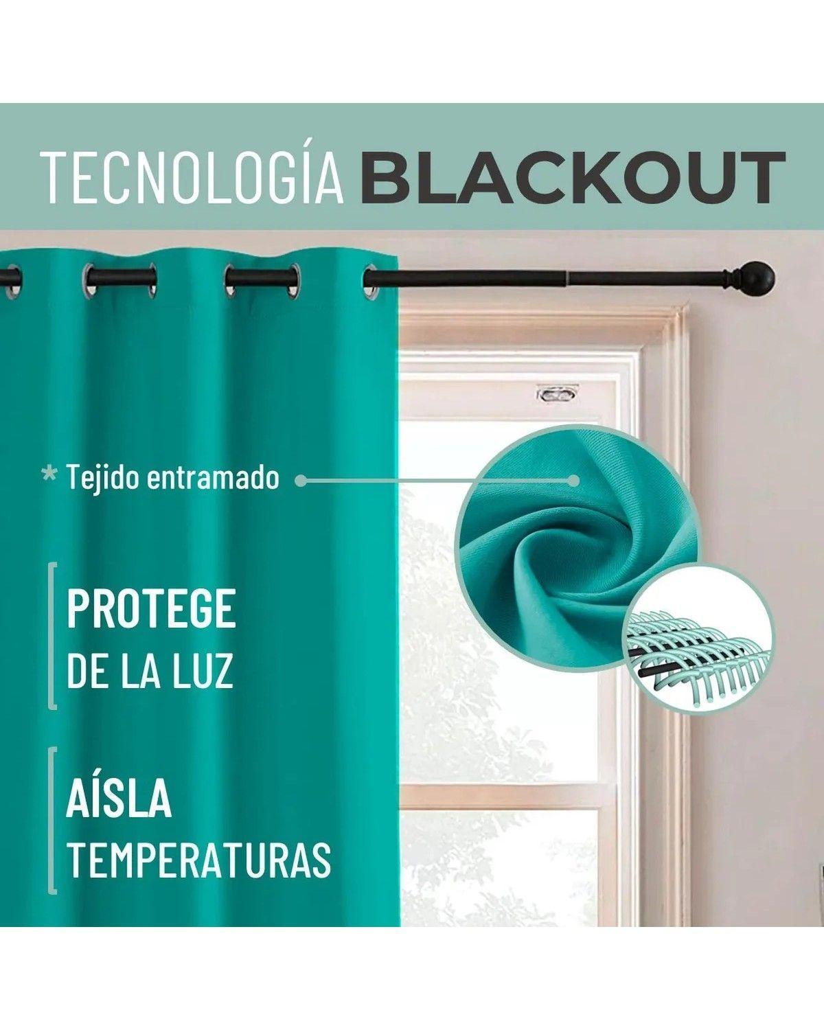 Cortina Semi Blackout Un Paño 140x220cm Aislante Color Turquesa-1