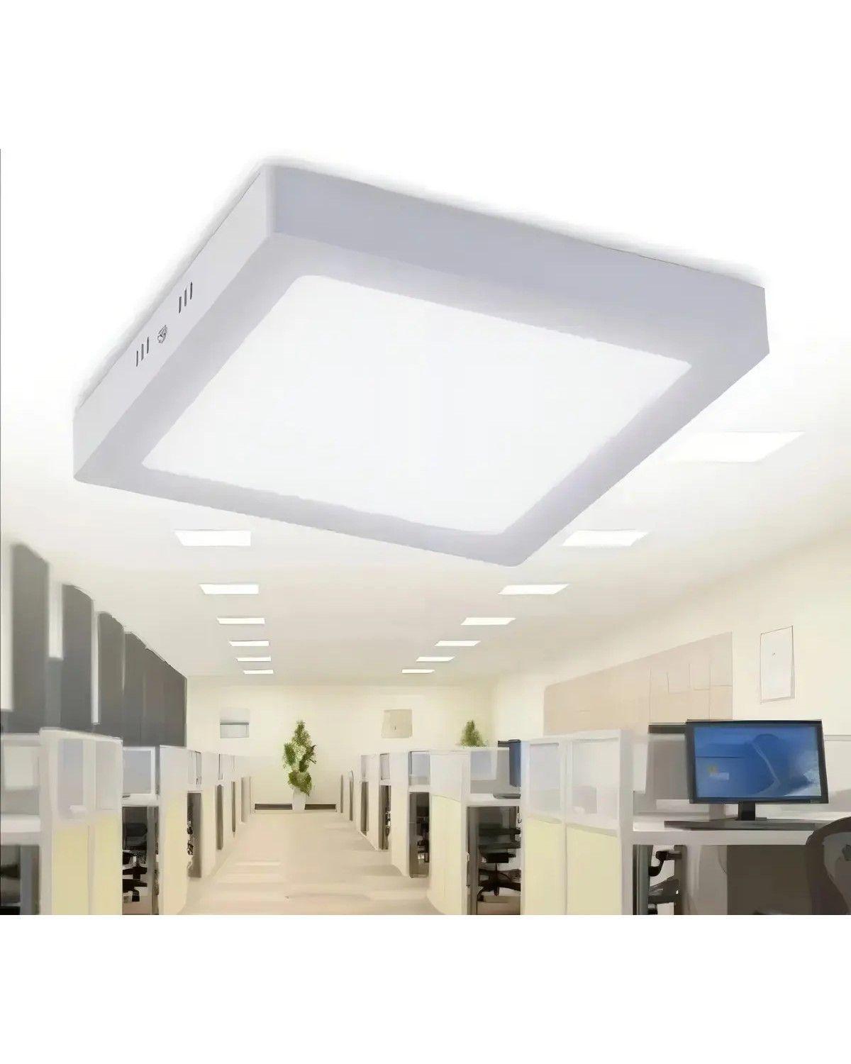 Plafón LED Cuadrado 18W Blanco 6500K Sobrepuesto Techo-3