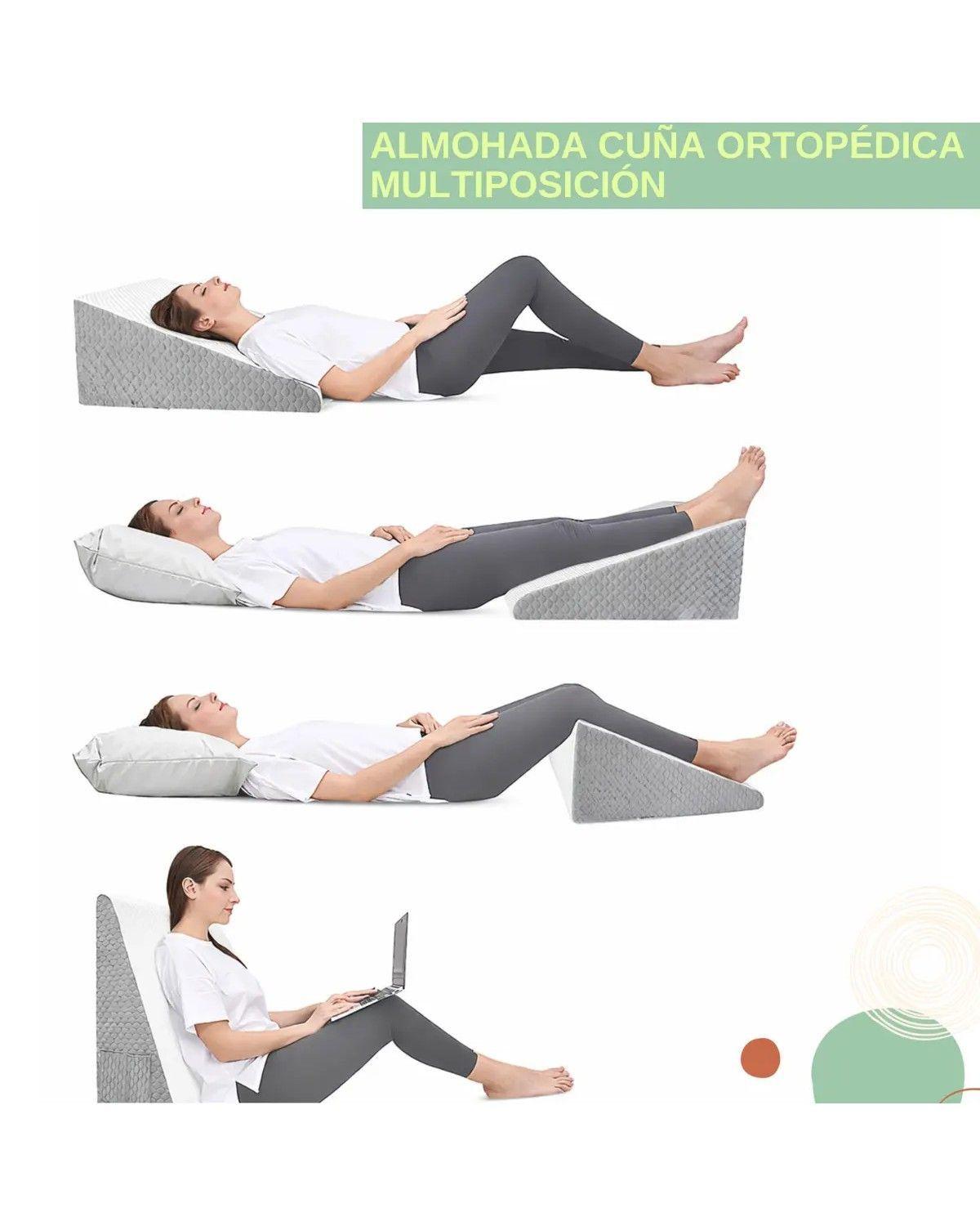 Almohada Cojín Respaldo Lumbar Antirreflujo Ortopédica Espalda Multiposición Tipo Cuña Espuma-2