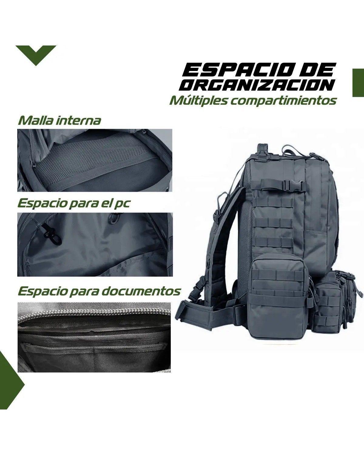 Mochila tactica militar outdoor Tac P50 50l impermeable color negro-3