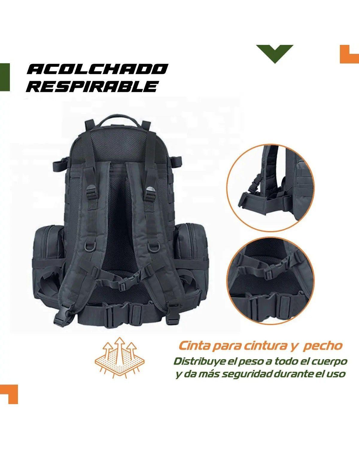 Mochila tactica militar outdoor Tac P50 50l impermeable color negro-4