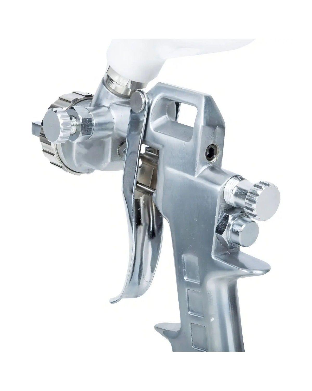 Pistola para pintar gravedad metal tanque 600ml plateado-2