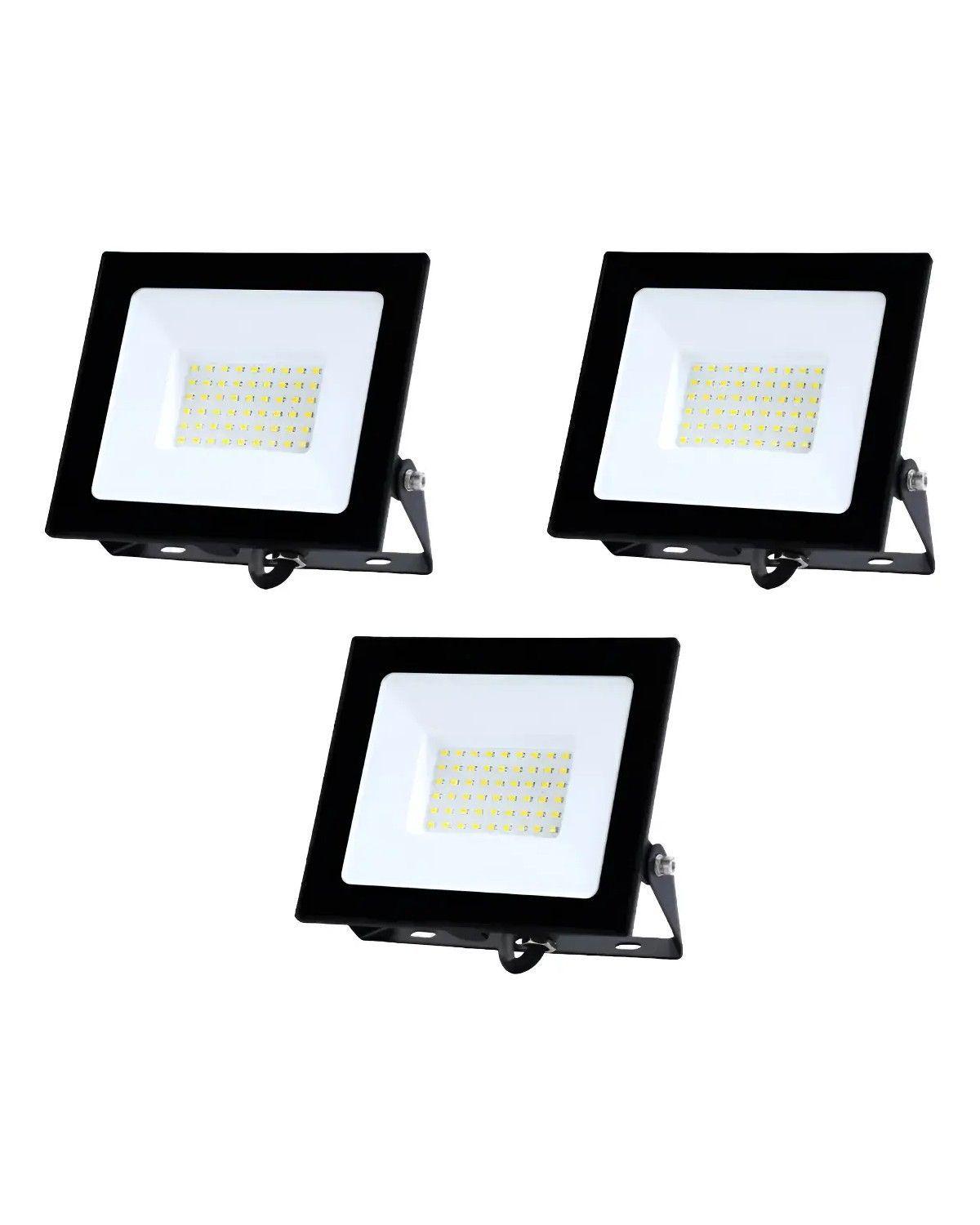 Pack X3 Foco Proyector De Area 50w Ip65 Luz Fria Sec-0