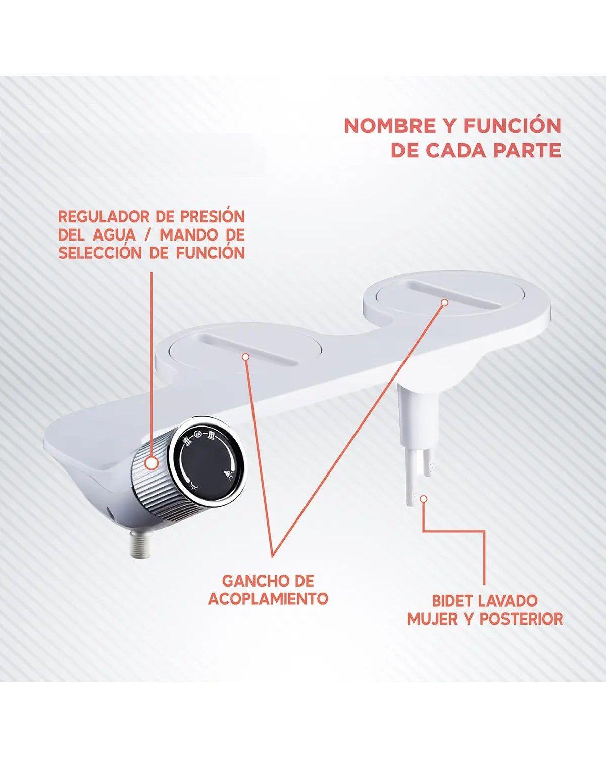 Bidet Ducha Wc Inodoro Set Universal Flujo Ajustable Color Blanco-3