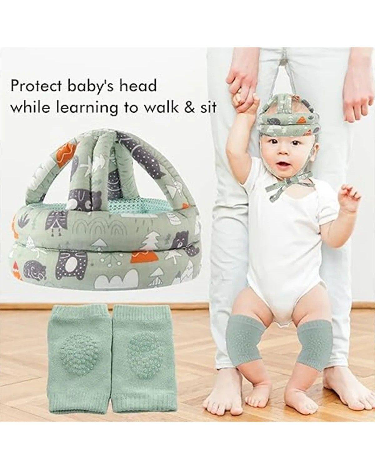 Casco Gorro Protector Anti Golpes Bebe Y Rodilleras-3