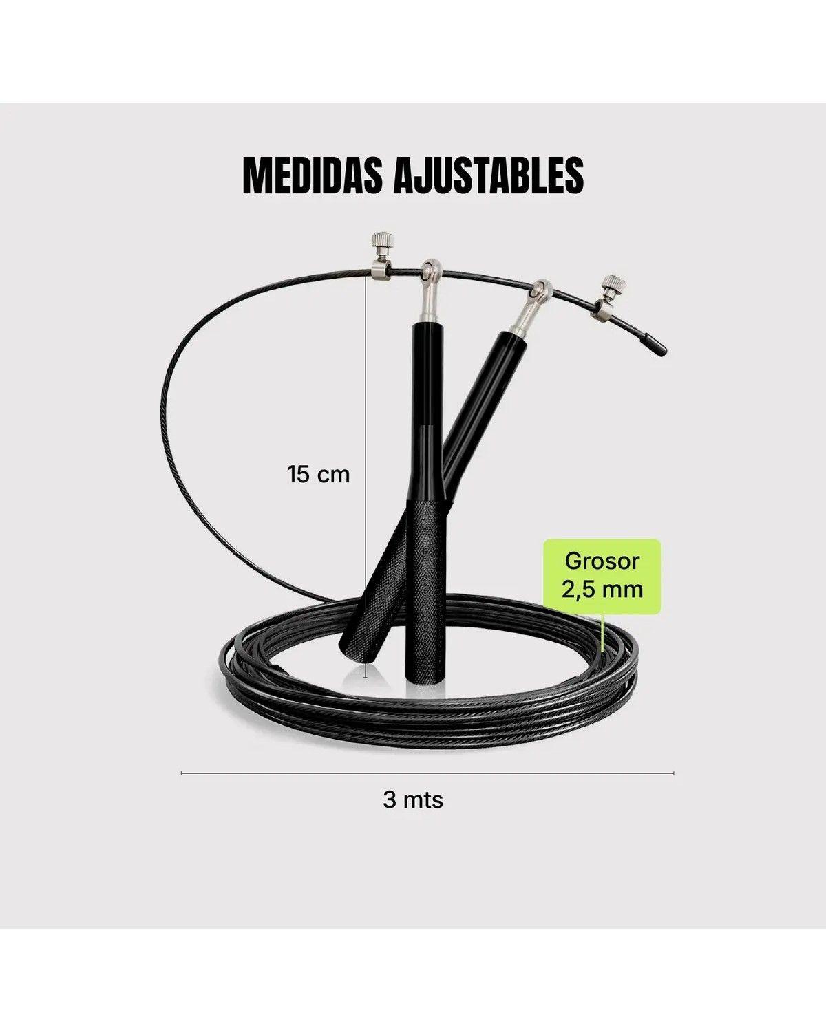Cuerda Saltar Velocidad Aluminio Ajustable Crossfit Color Negro-2