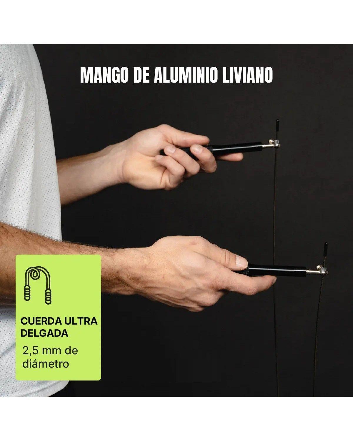 Cuerda Saltar Velocidad Aluminio Ajustable Crossfit Color Negro-3
