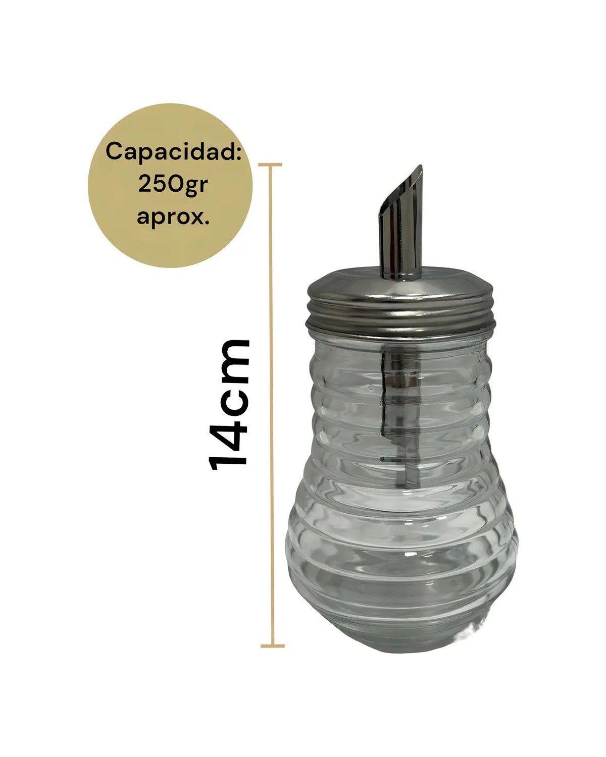 Azucarera Vidrio Con Dosificador Tapa Acero Capacidad 200ml-4