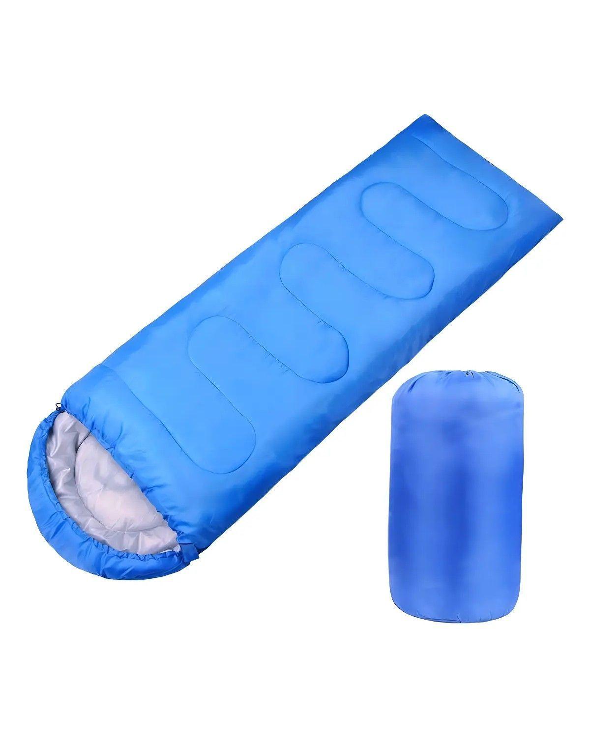 Saco De Dormir Camping Gorro Playa Cabaña Algodón 950g Color Azul-0