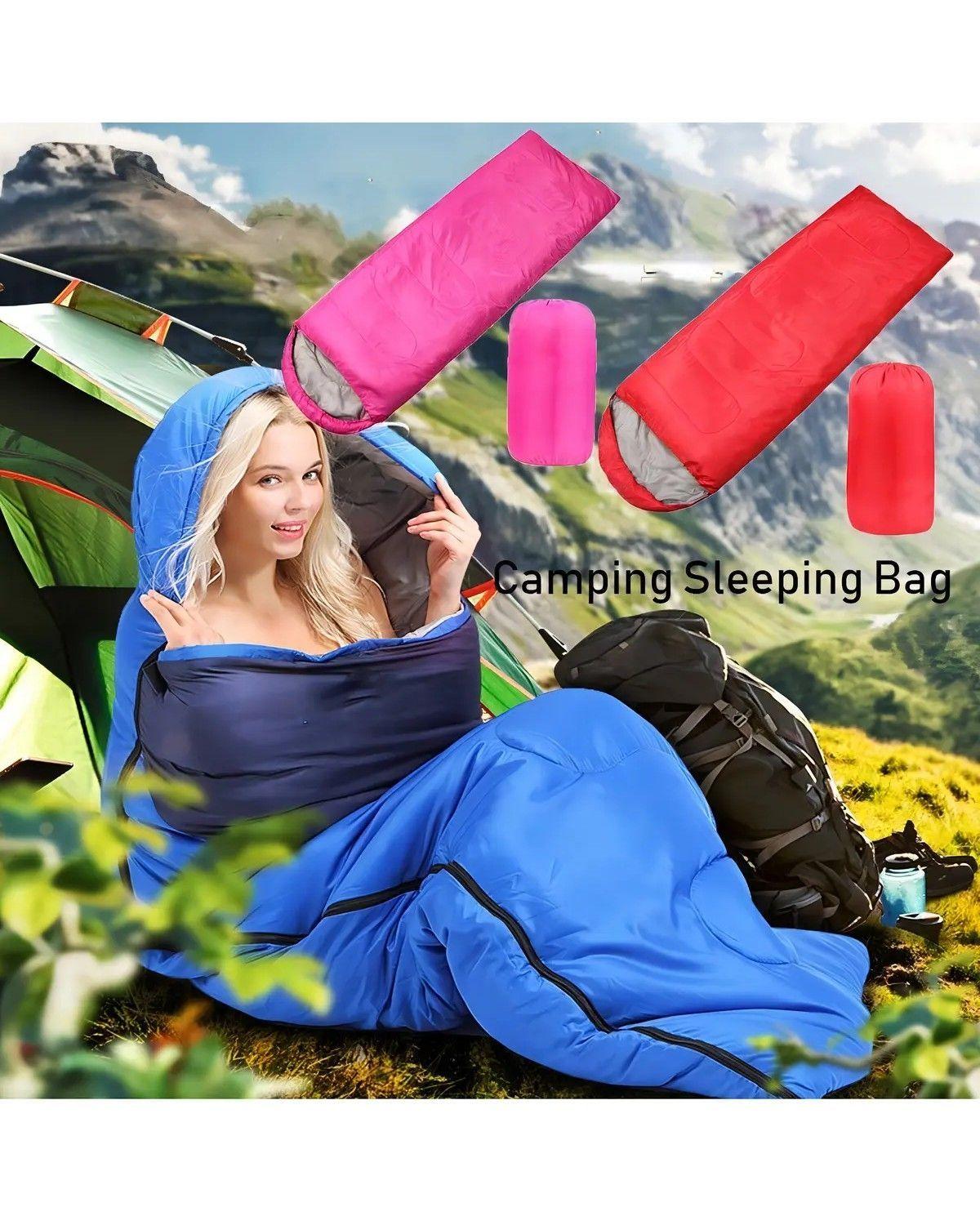 Saco De Dormir Camping Gorro Playa Cabaña Algodón 950g Color Azul-2