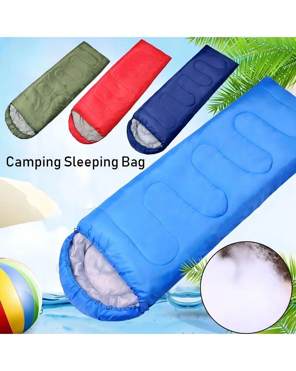 Saco De Dormir Camping Gorro Playa Cabaña Algodón 950g Color Azul-4