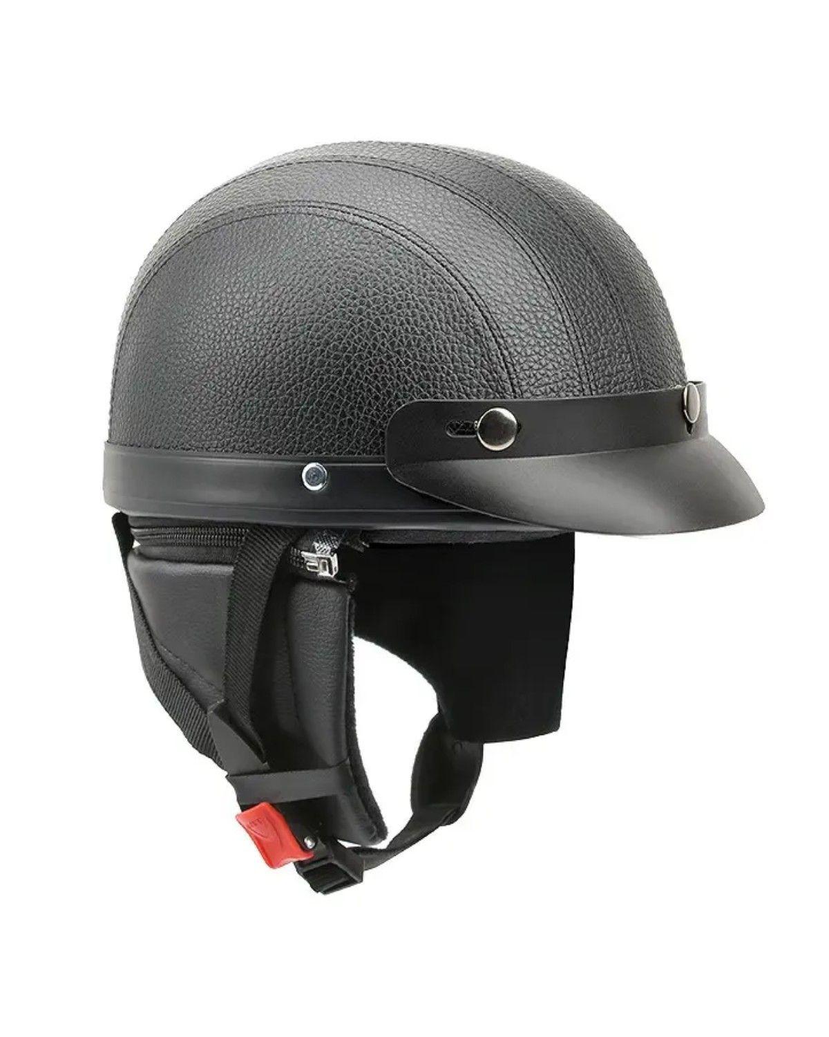 Casco De Moto Bicicleta Tipo Orejeras Cuero-2