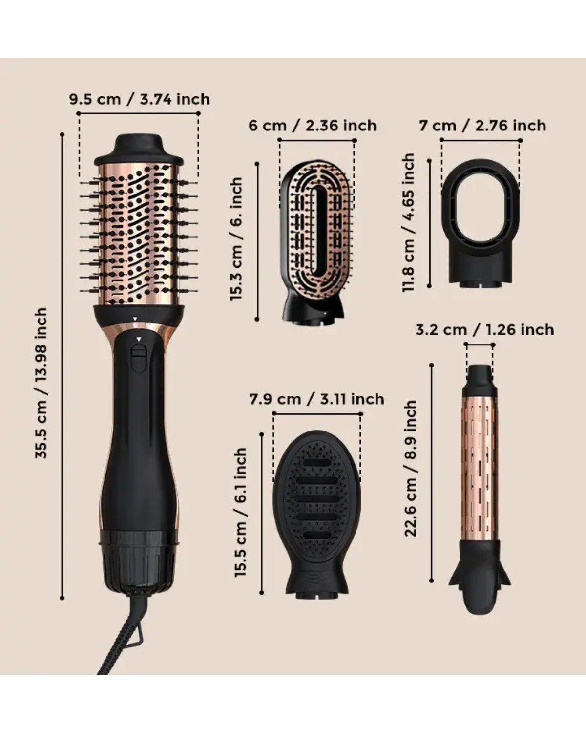 5 En 1 multifunción cepillo secador peinado modelador color negro-2