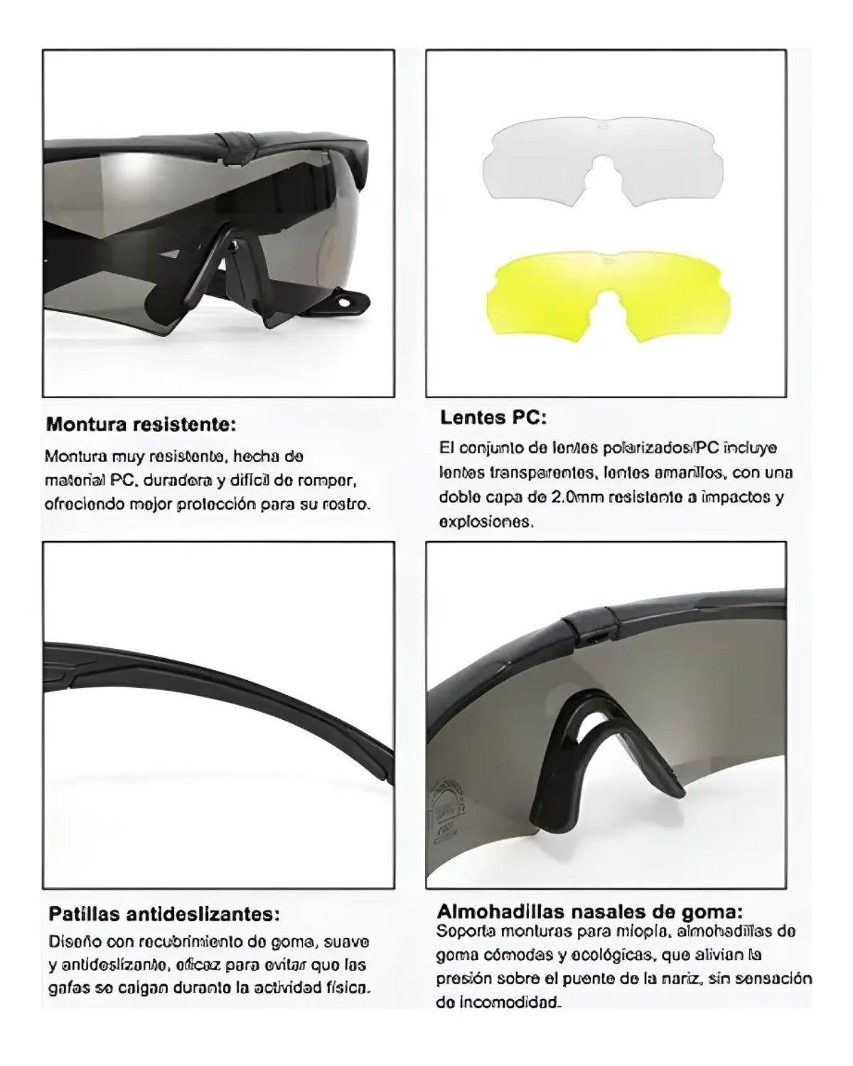 Lentes Tacticos 3 Micas Lentes Uv Lentes Militares-3