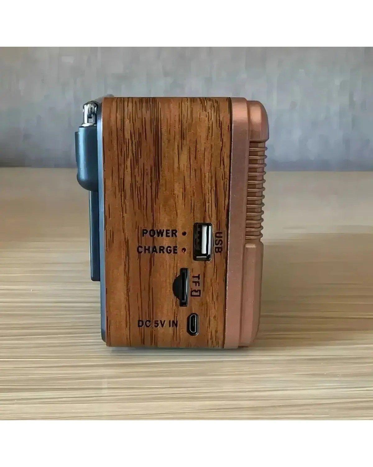 Radio Solar Con Batería Incorporada Bluetooth Mp3 Marron-3