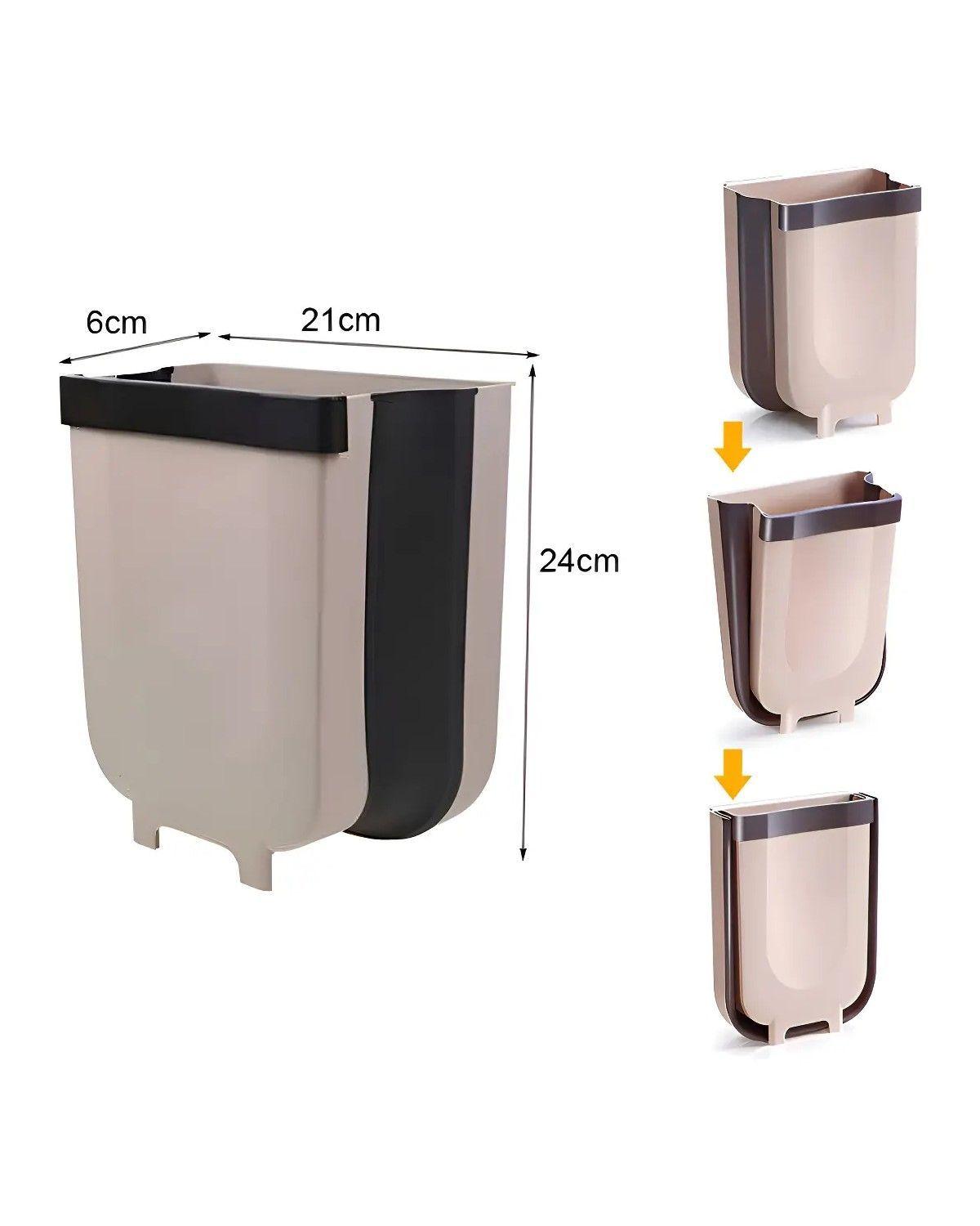 Basurero Plegable Cocina Papelera Ergonómico Puerta Gabinete Color Khaki/Negro-2