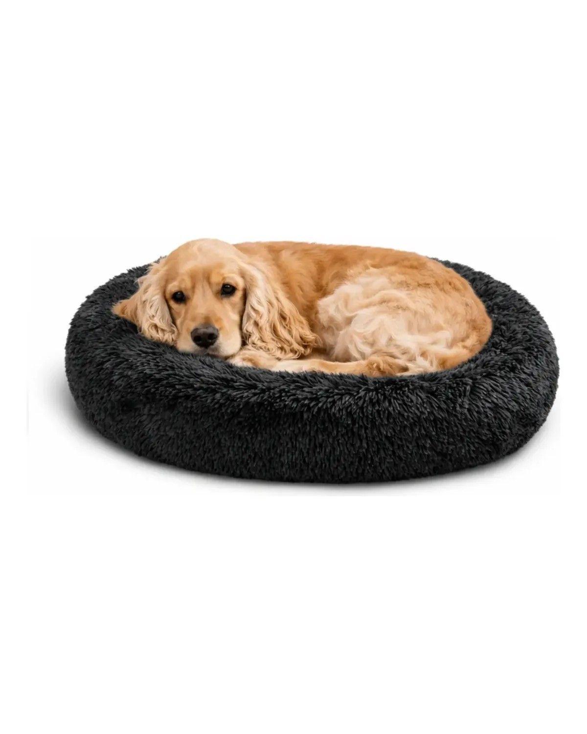 Cama Redonda Peludita Perros Antiestres Cómoda Lavable 80cm-0