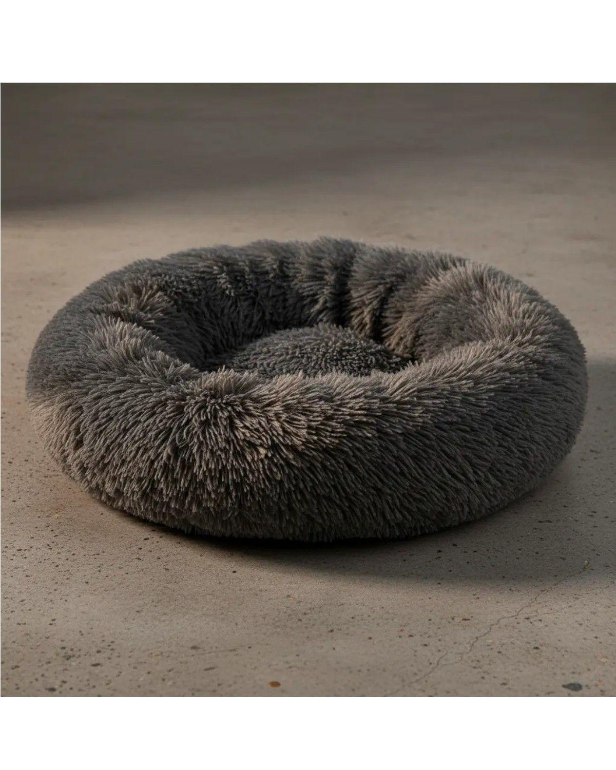 Cama Redonda Peludita Perros Antiestres Cómoda Lavable 80cm-3