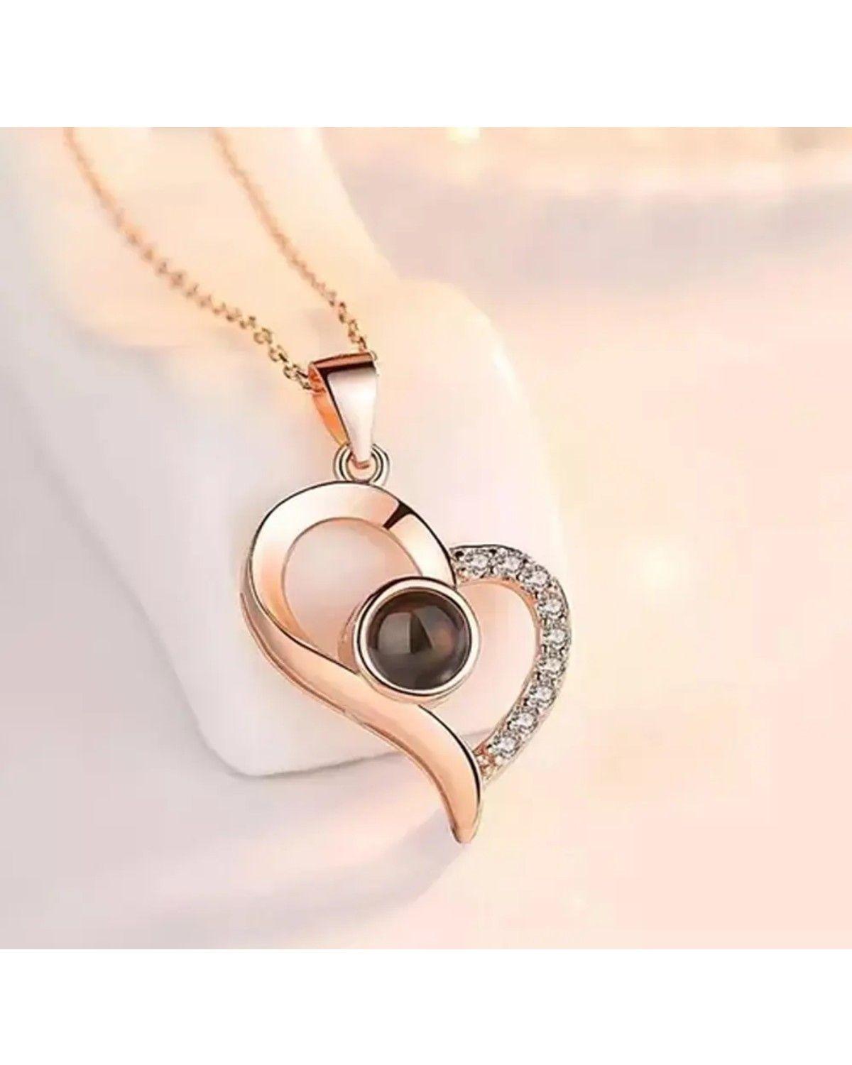 2 Collar Te Amo 100 Idiomas Plata 925 Bañado Oro Mujer Joya-1