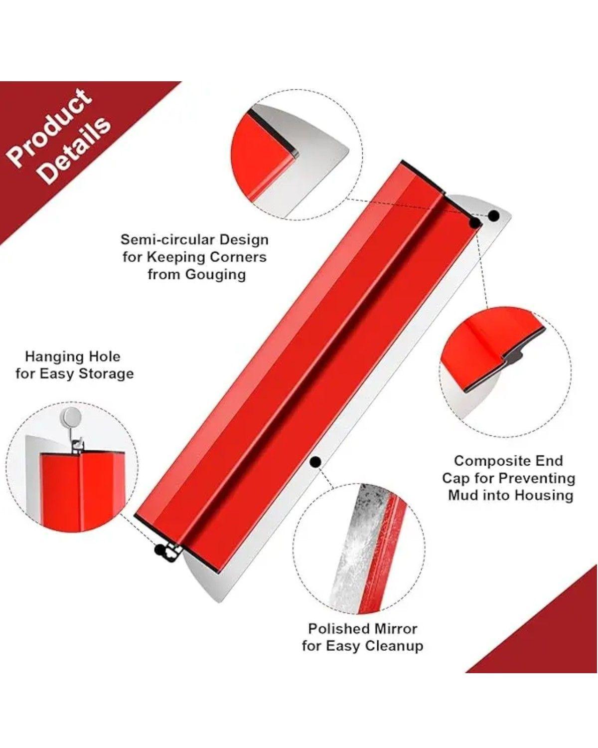80cm Para Masilla Alisador De Yeso Inox Flexible Rojo-2