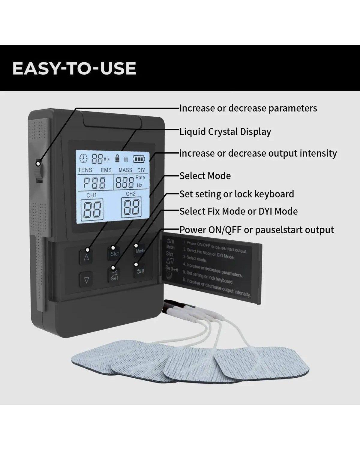 Electroestimulador Muscular Electroterapia y Masaje-3