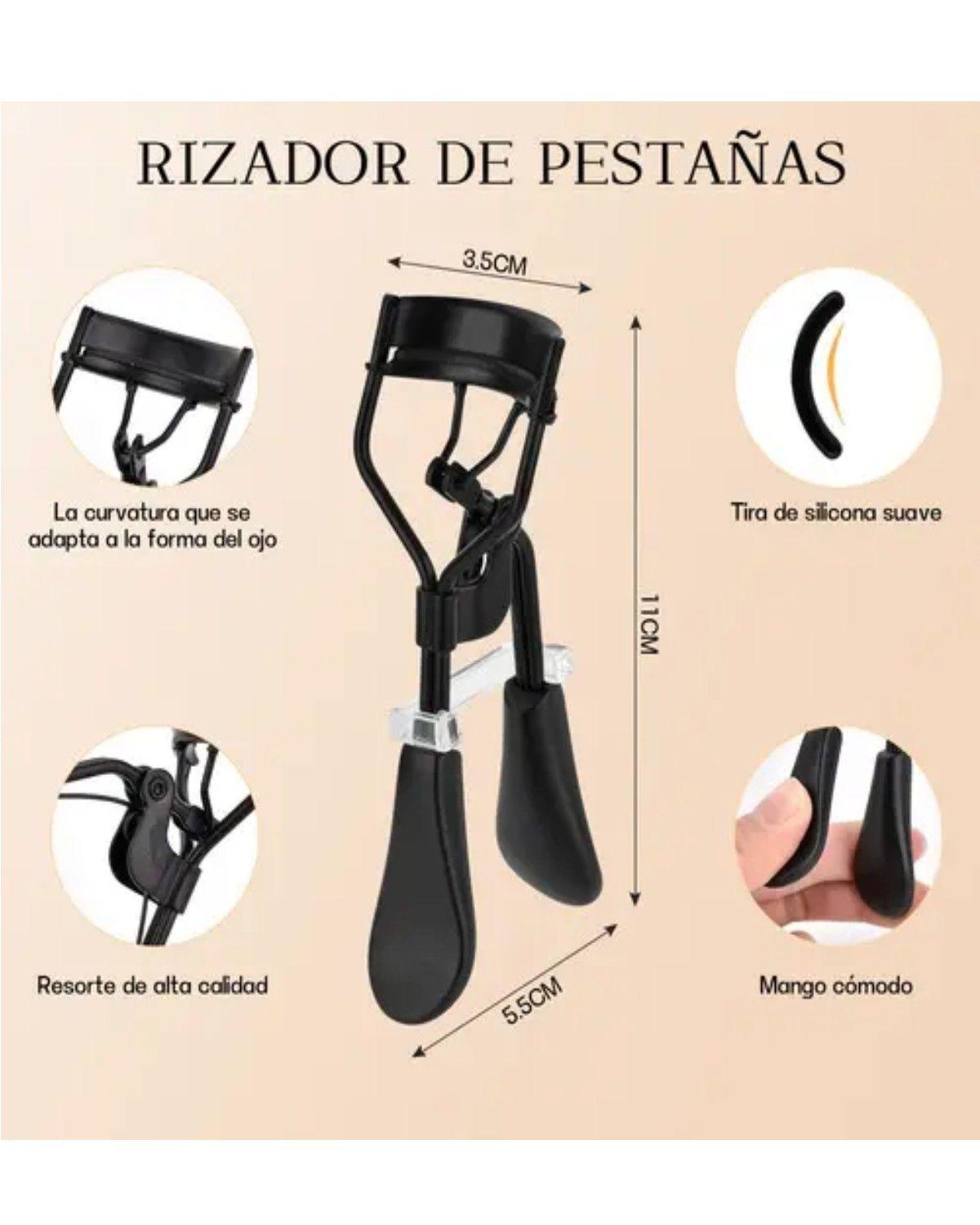 Juego De Rizadores De Pestañas De Acero Al Carbono + Acero Inoxidable Negro-1