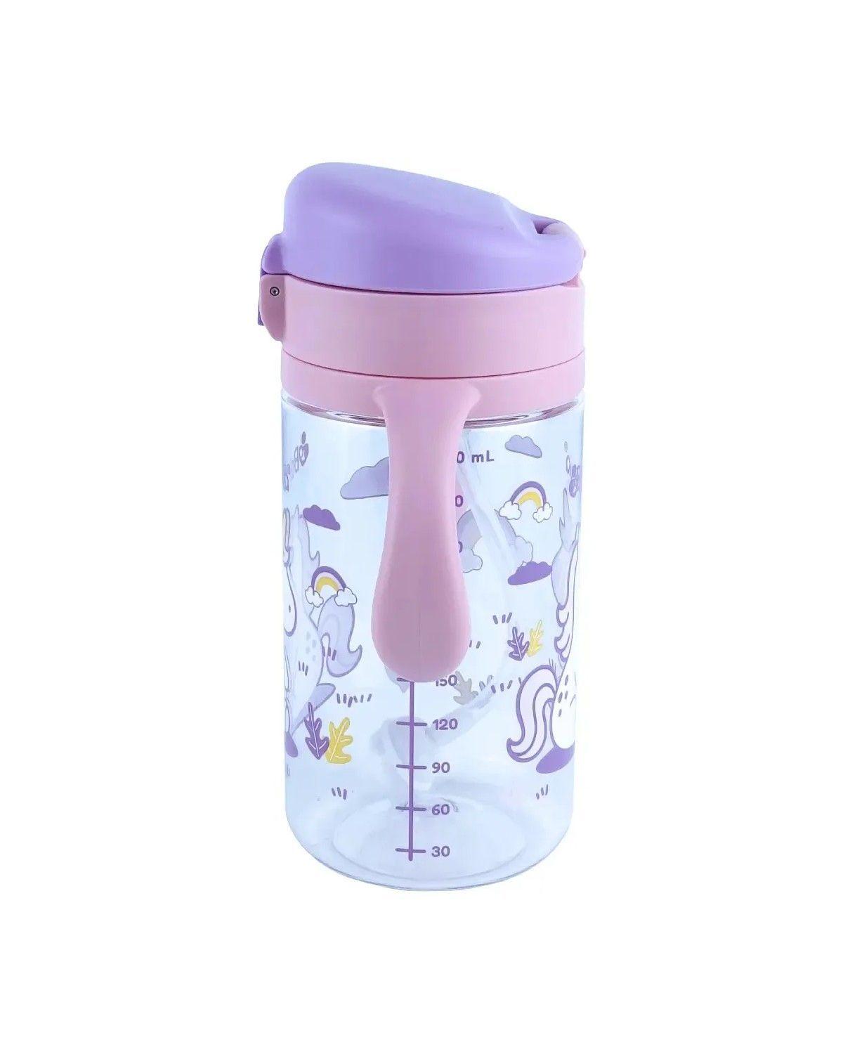 Botella Antiderrame Con Bombilla Rosa Unicornio-2