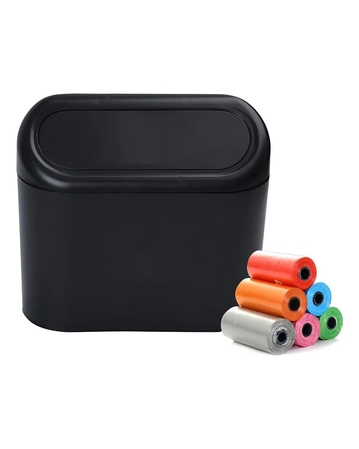Basurero Para Auto Portatil Universal 1 Litro Color Negro-0