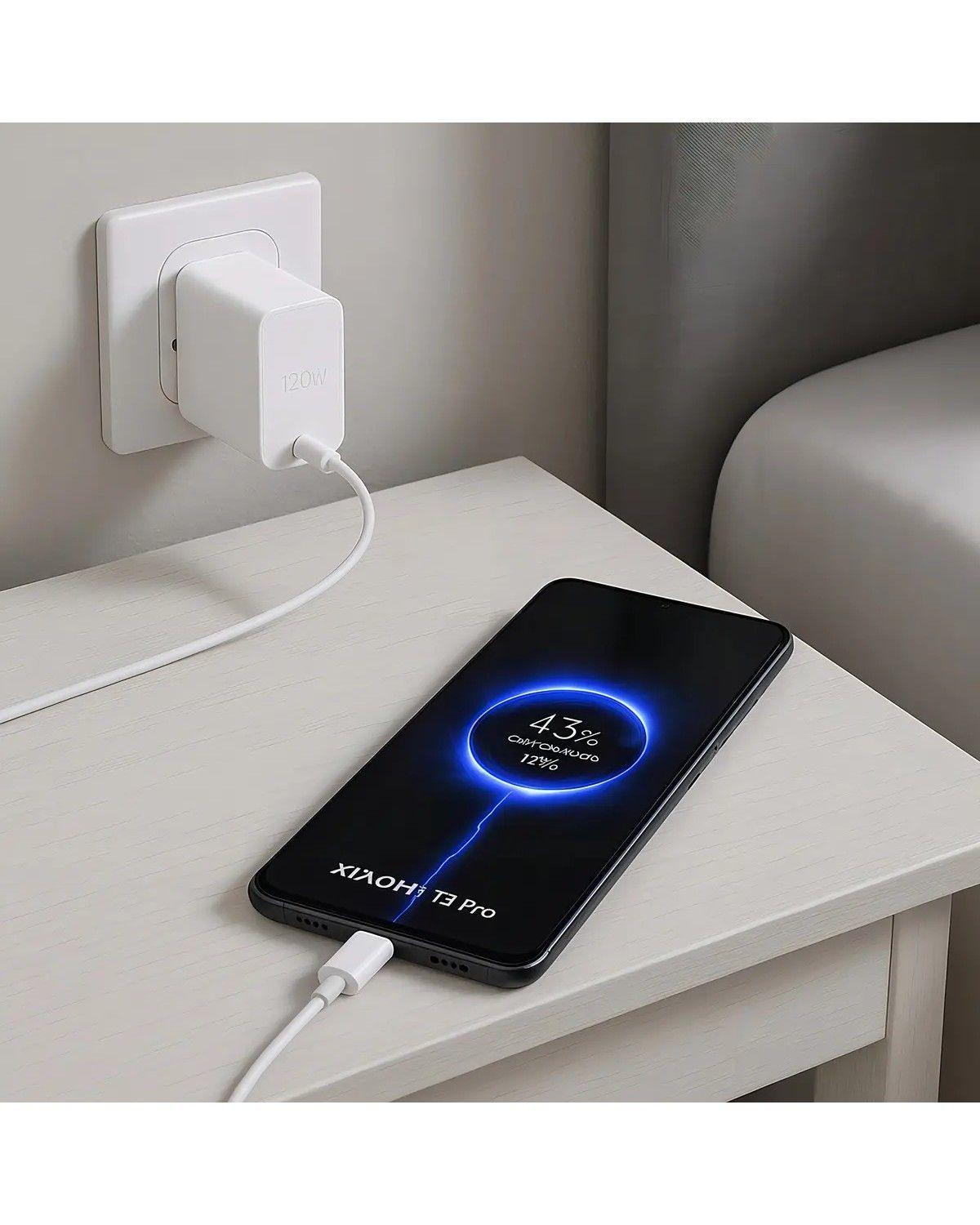 Cargador Rápido Turbo Tipo C Con Cable Color Blanco Compatible Con Xiaomi Redmi Poco X3 X4 X5 Note 1-3