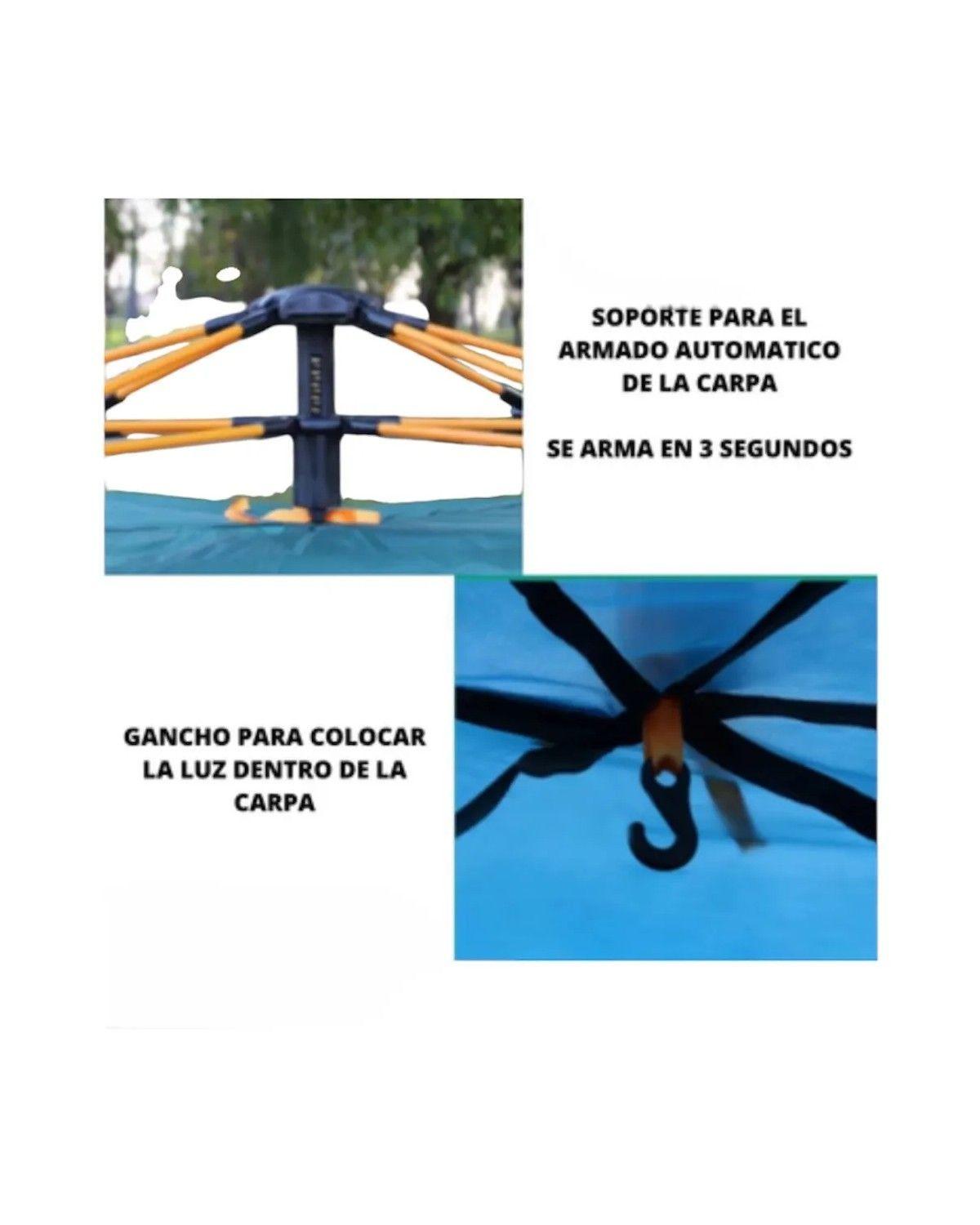 Carpa De 4 Personas De Armado Automático Y Fácil 2x2 Metros-2