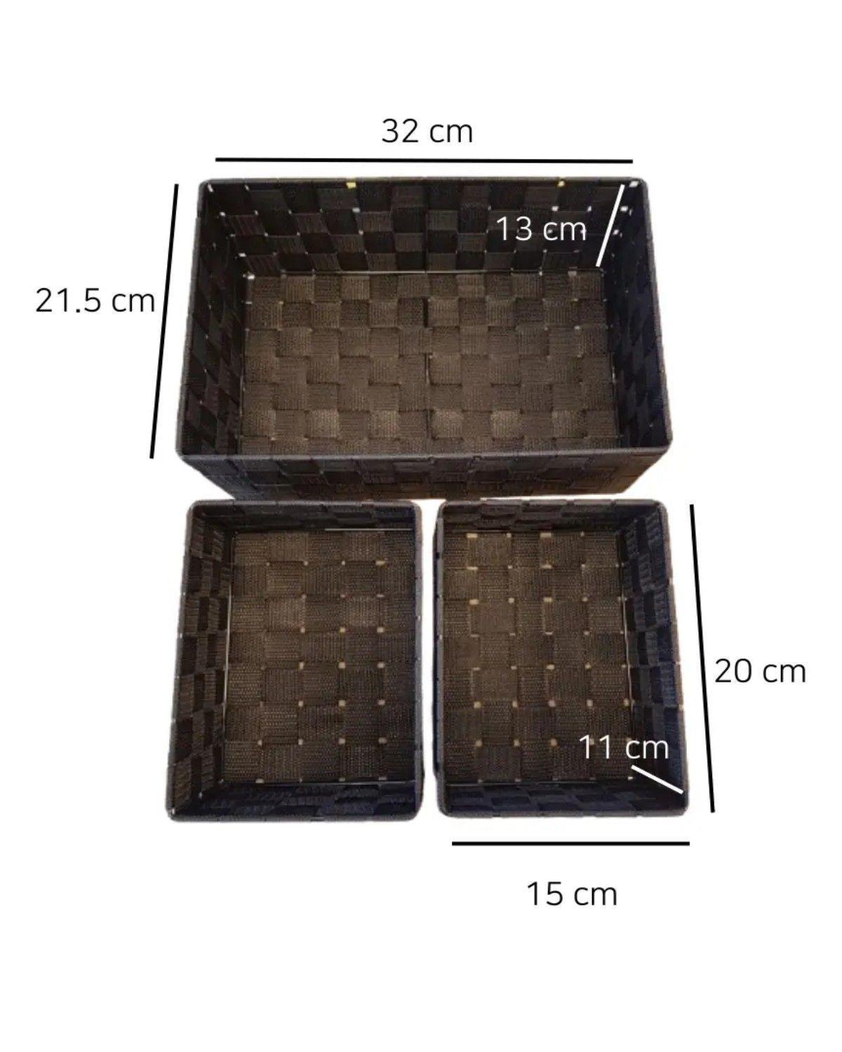 Set De 3 Canasto Cesta Organizador Almacenamiento Multiuso-3