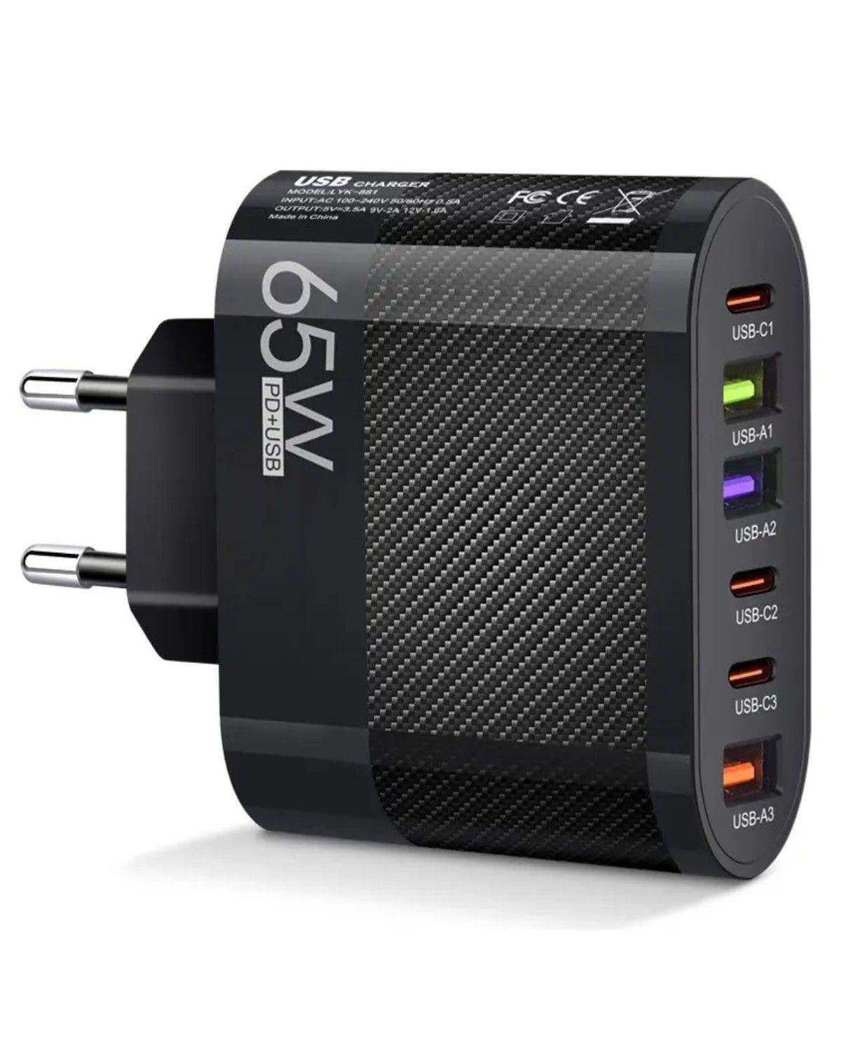 Cargador Universal Carga Rapida 65w 6 Puertos Usb C Pd Usb A-0