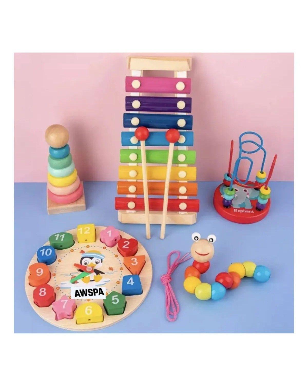 Juego Didáctico Bebes Niños 5 Piezas Estimulación Temprana Montessori Cognitivo Coordinación Familia-0
