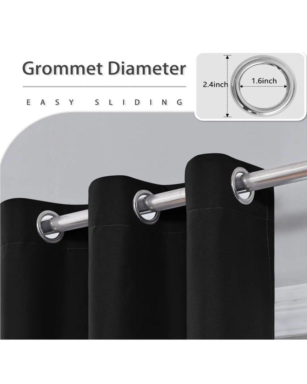 2 Paños Cortinas Blackout Engomada Tela Fresca NEGRO -2