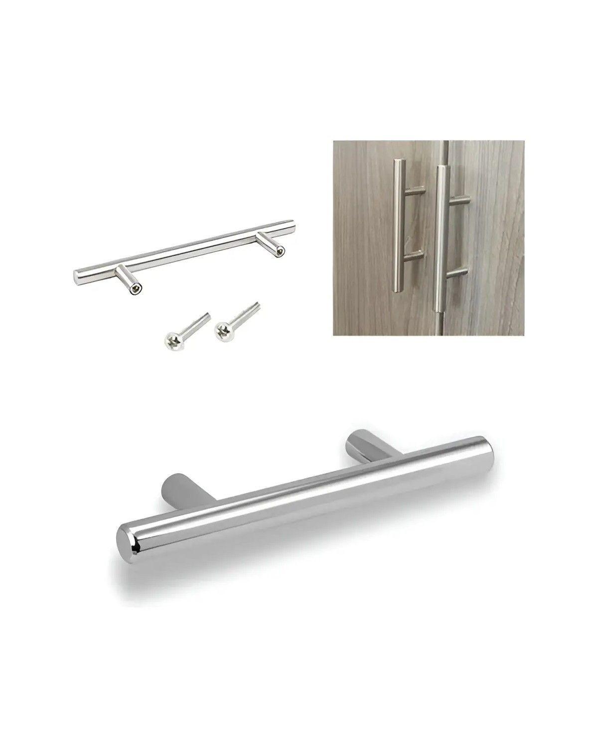 Pack 10 Tiradores Acero Inoxidable 20cm Cocina Muebles Agujeros 12.8cm-2