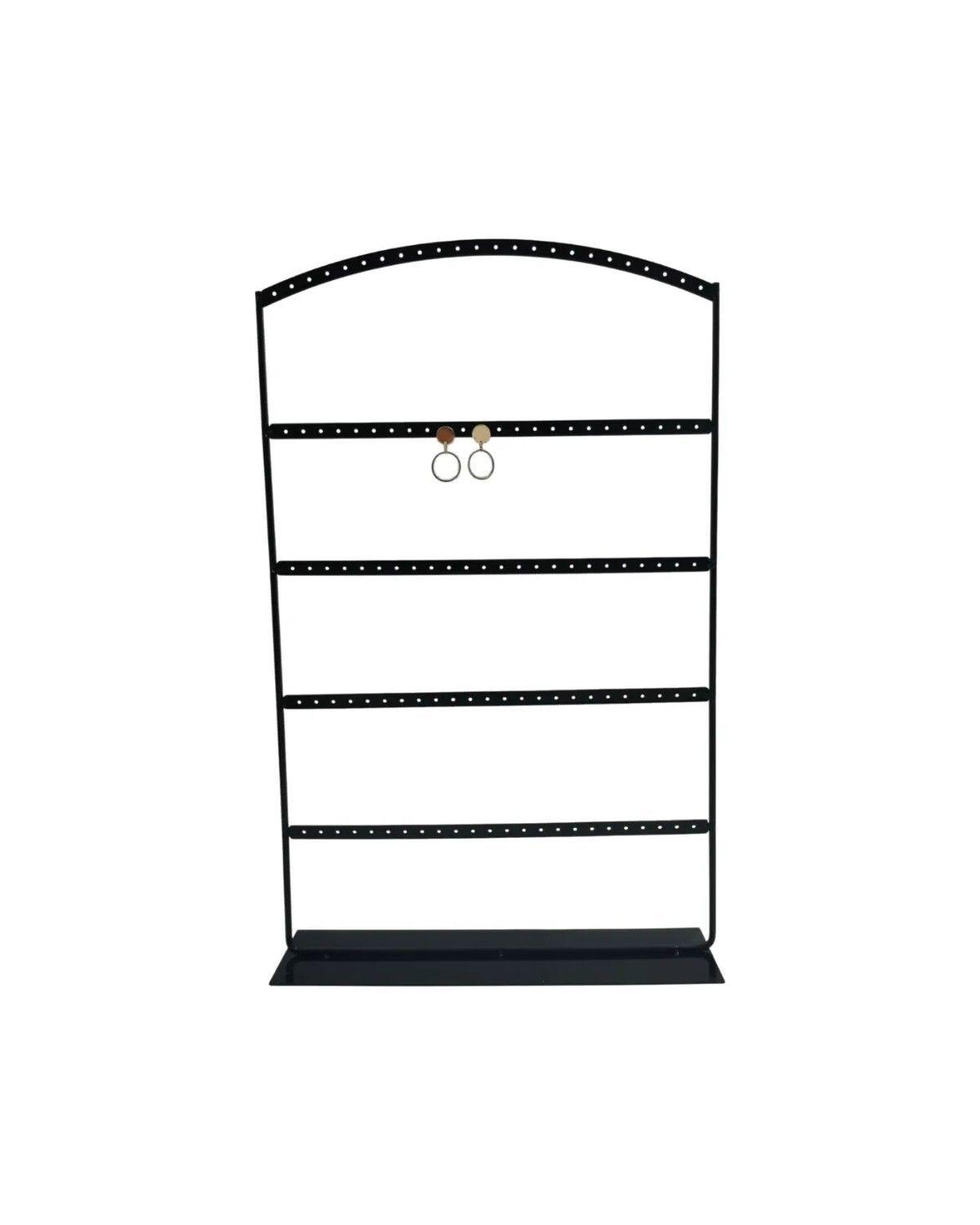 Exhibidor De Aros Zarcillos Joyas Metal Negro 60 Pares-0