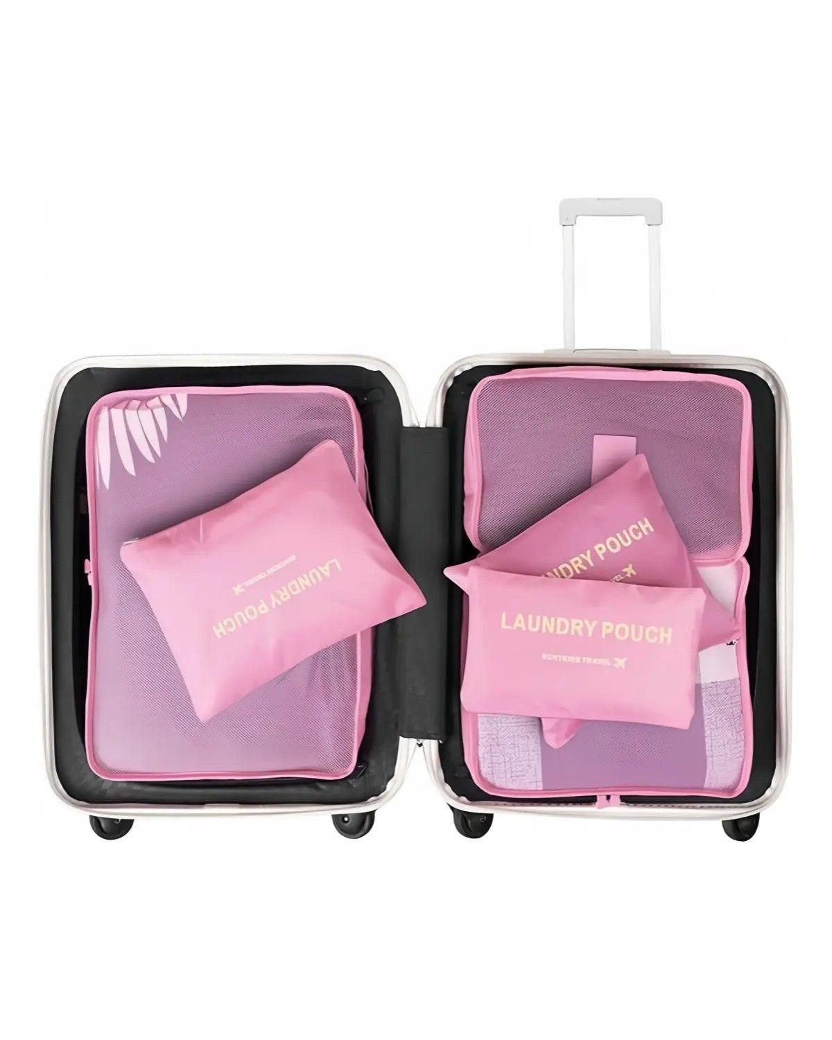 Set 6 Organizadores De Equipaje De Viaje Bolsa Ropa Interior Color Rosa-3