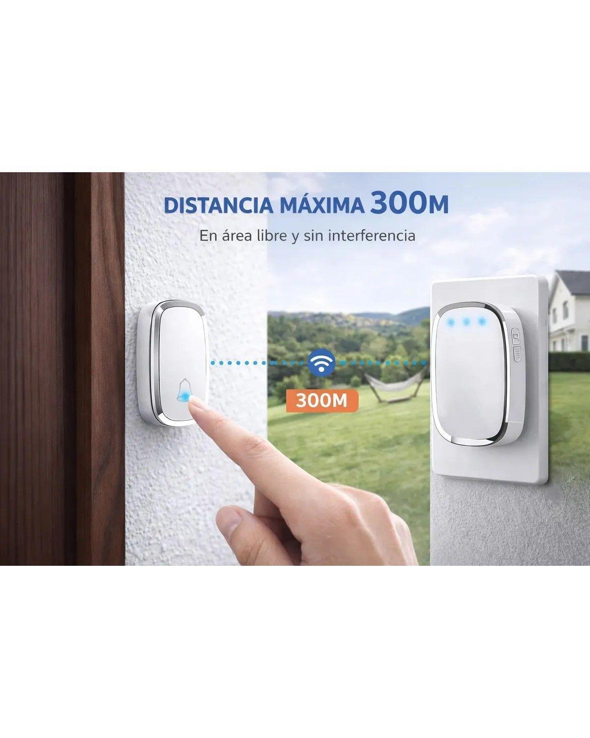 Timbre Inalambrico 300m Exterior Para Casa Impermeable Receptor Enchufable 300m Alcance 36 Melodias -2
