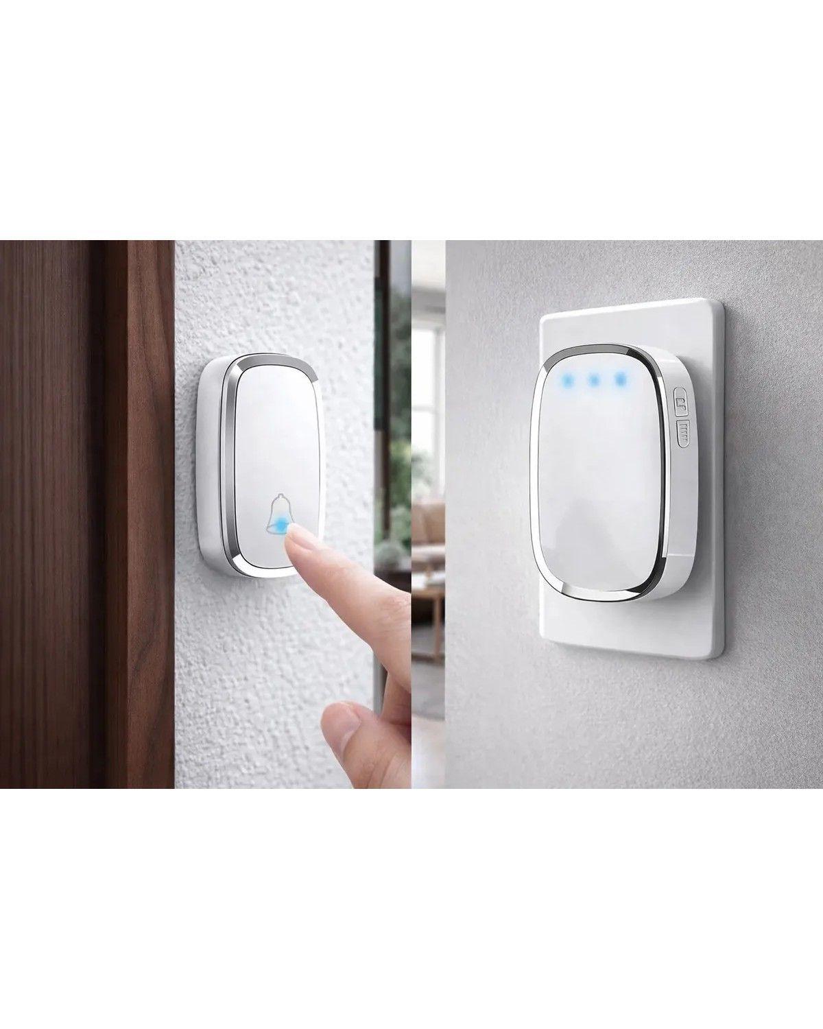 Timbre Inalambrico 300m Exterior Para Casa Impermeable Receptor Enchufable 300m Alcance 36 Melodias -3